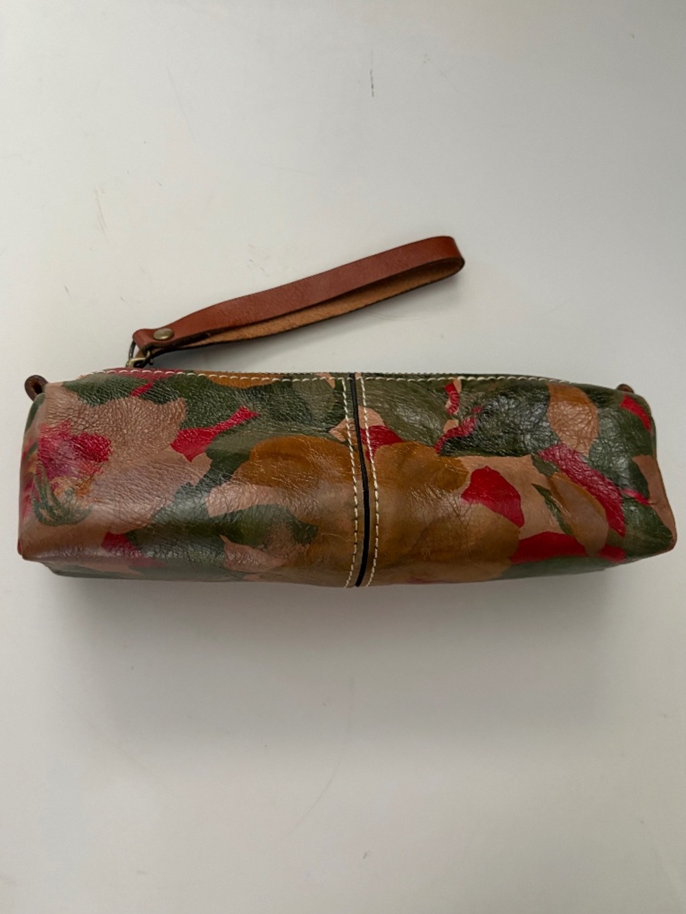Patricia Nash Isla Oblong Wristlet Pouch Cosmetic Case Spring Multi Leather